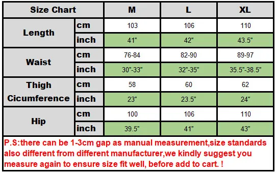 size chart pants'