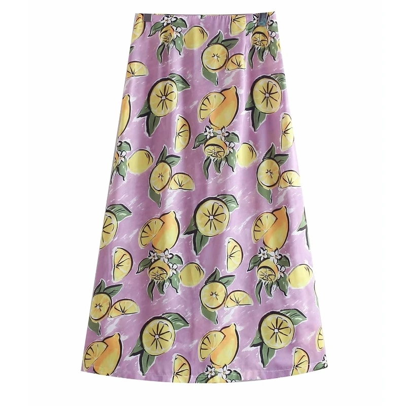 Женская милая Повседневная облегающая юбка с лимонным принтом faldas mujer женские юбки с боковой молнией QUN360
