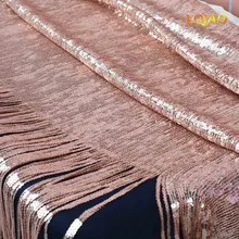 Розовое Золото Блестки ткань с кисточкой вышитые сетки кружево ткань для платья изготовление одежды/блесток шторы/декорации