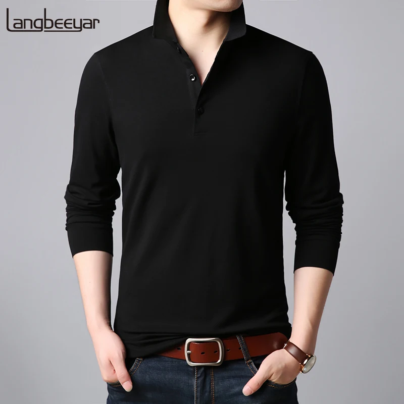 

2019 New Fashion Brand Designer Polo Shirt Men Korean Slim Fit Long Sleeve Streetwear Cotton Poloshirt Casual Men's Clothing