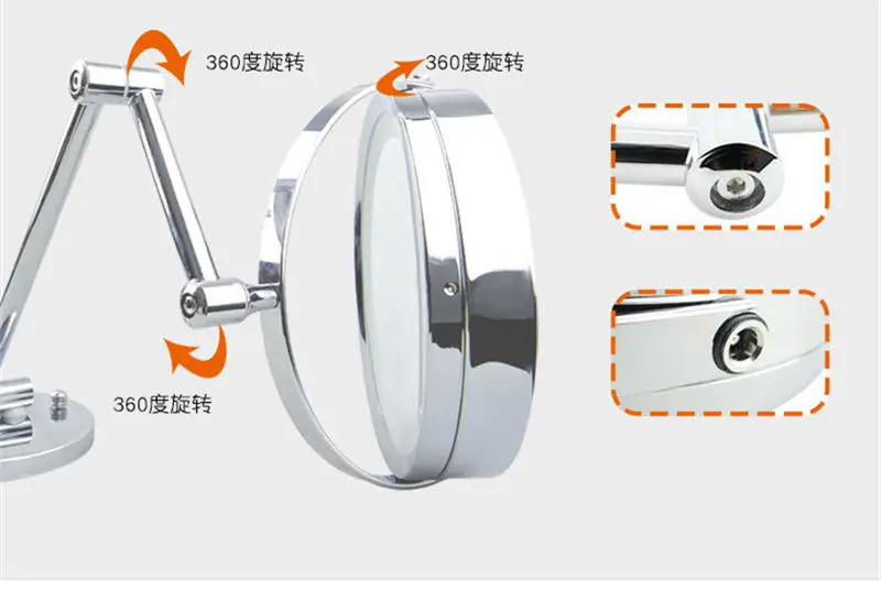 Железное двухстороннее зеркало для ванной комнаты 10 раз увеличение ванной настенный светодиодный Зеркало для одевания умное зеркало вращение на 360