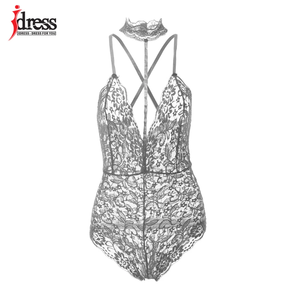 Sexy Women Lace Bodysuit 2017 Summer Crochet See Through Straps Deep V Neck Halter Bodycon Jumpsuit Backless Bandage Bodysuits (8)