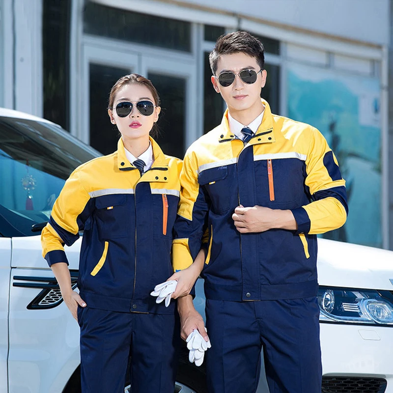 Reflective Strip Overalls Wear-resistant Auto Repair Welding Repairing Car Workshop Overall Set Oilproof Workwear Men Women |