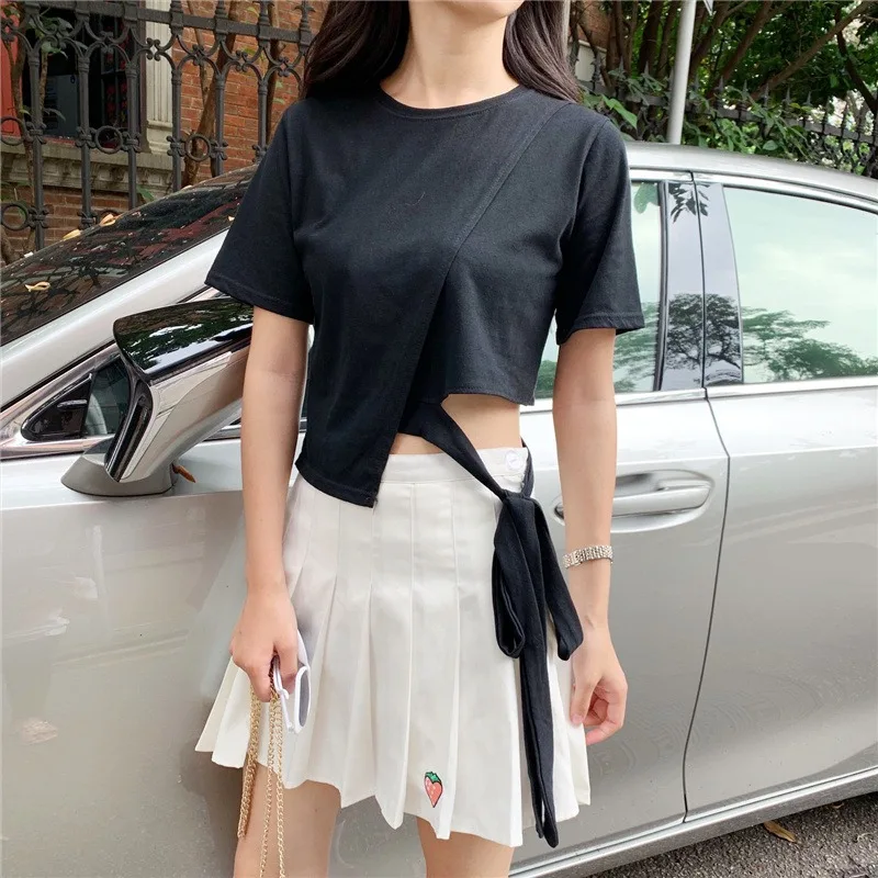 

Fashion Two piece set Women Summer Beach Crop irregular Tops Party Short Mini Skirts Casual 2 piece set