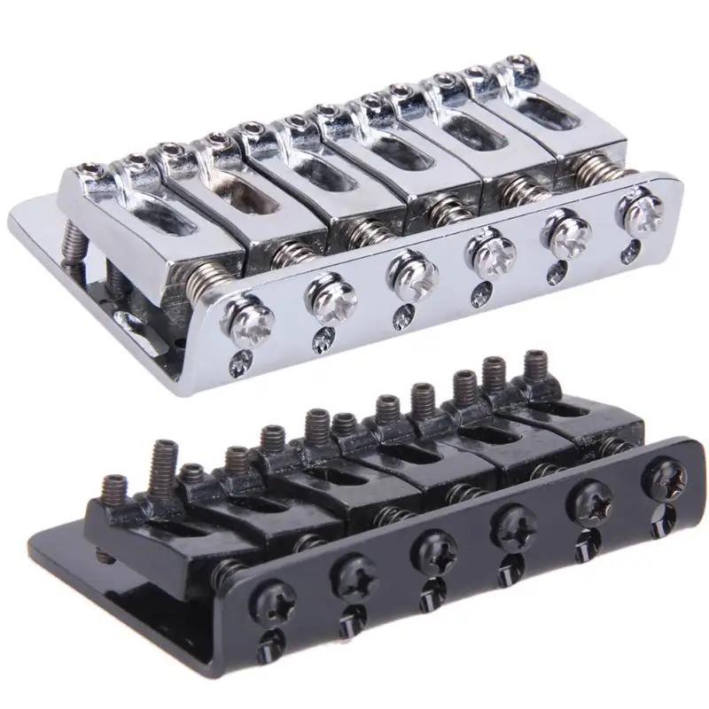 

Professional 2 Colors Adjustable 6 Saddle Hardtail Bridge Top Load 65mm Electric Guitar Bridge with 5 Screws Black Silver New