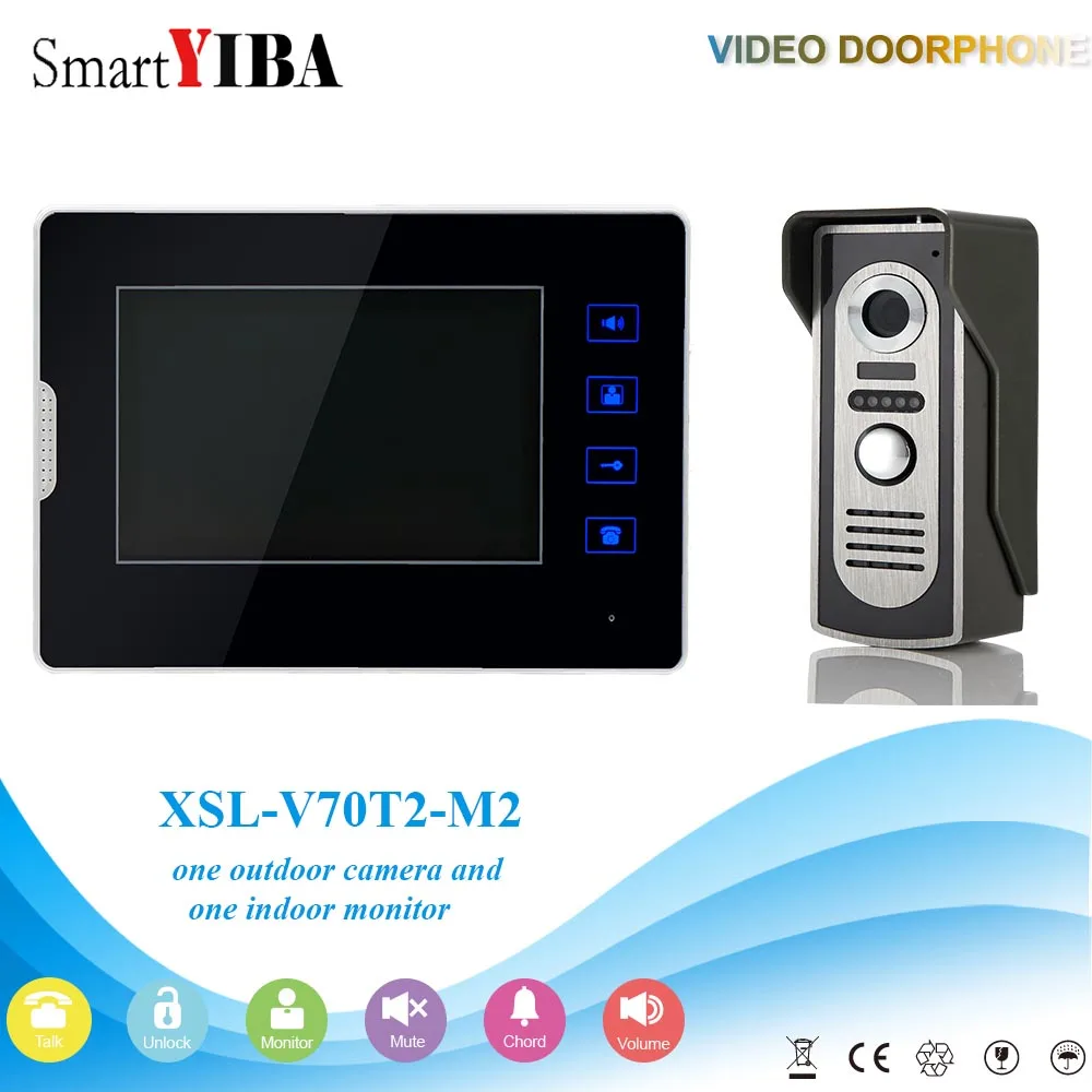 

SmartYIBA Touch Screen LCD TFT Video Entryphone 7" Wired Doorphone Color Monitor Night Vision IR Camera Rainproof Home Intercom