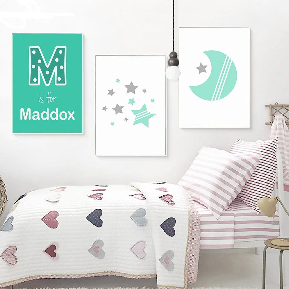 

Cartoon Moon Stars Nordic Poster Prints Minimalist Wall Art Canvas Parinting Kawaii Picture Children Room Decor No Framed