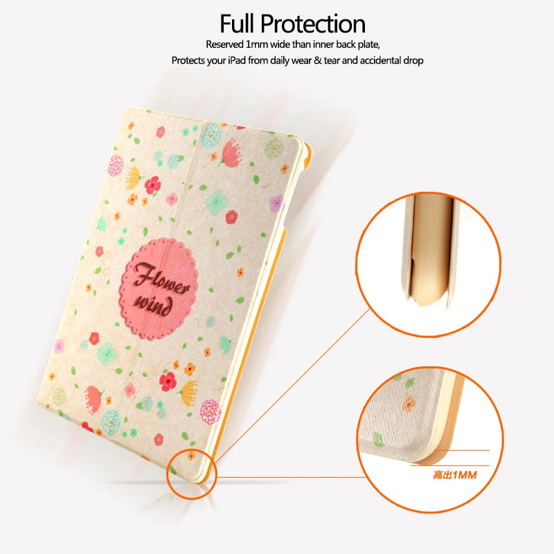 Чехол для iPad Air 1st 2 9 7 '' GARUNK рисунок цветы симпатичная башня девушка Filp Кожаный