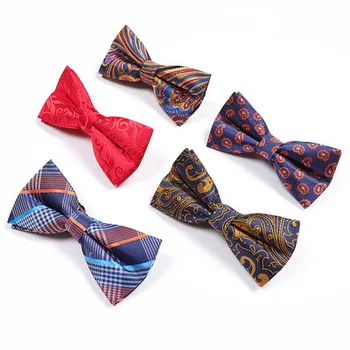 

men's bow tie fashion wedding groom bow tie polyester silk jacquard black bow tie suit banquet bow necktie gifts for men