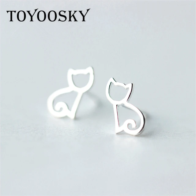 Y Tiny Kitty Cat 925 Sterling Silver Minimalist Genuine Y Tiny Kitty Cat 925 Sterling Silver Minimalist Genuine Hollow Open