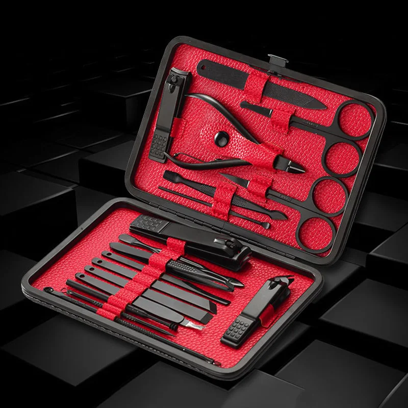 Najtaniej 12 18pc narzędzia do manicure paznokci Clipper szczypce profesjonalny manicure zestaw narzędzi podróży narzędzie do pedicure zestaw z przypadku do paznokci zestaw do pedicure