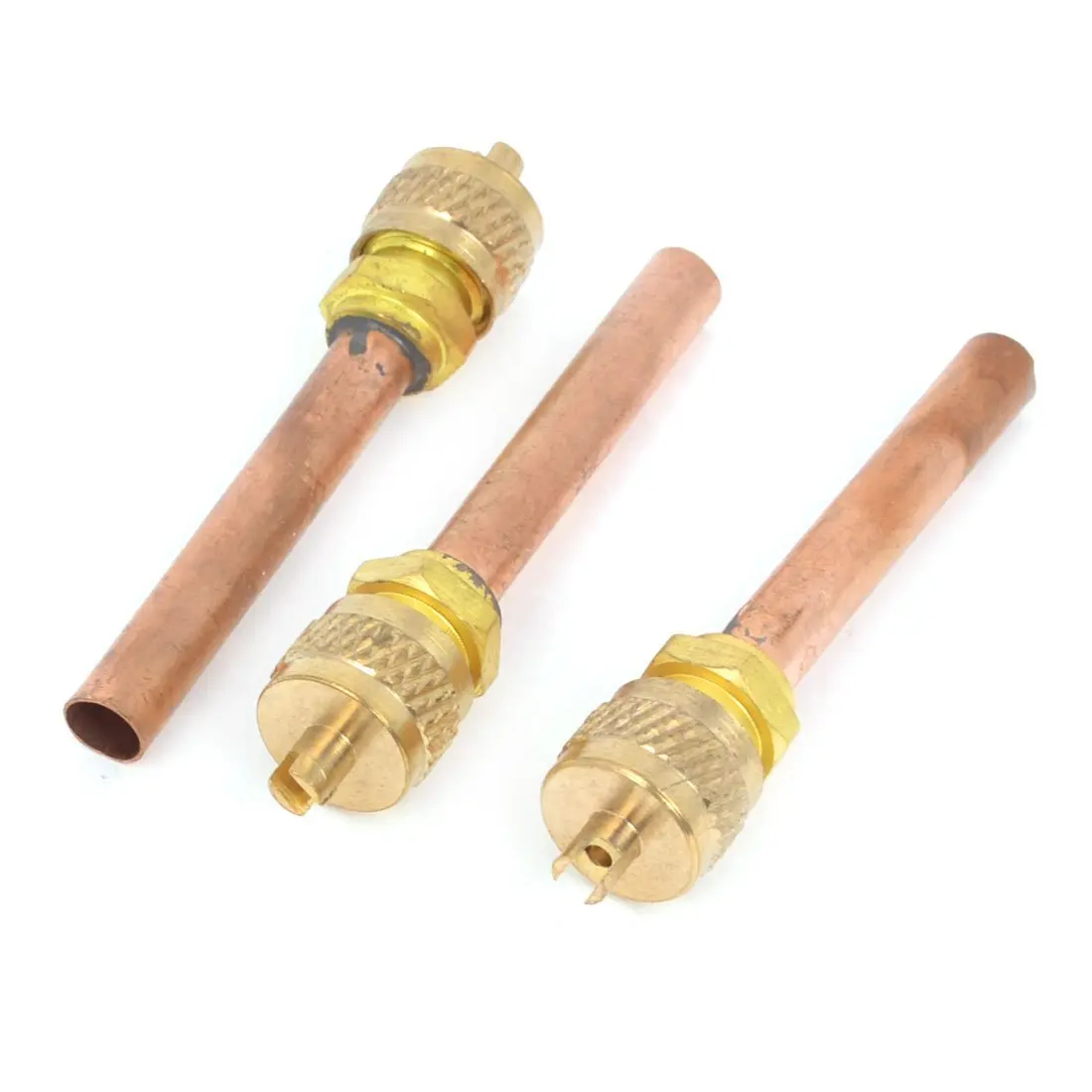 

AUTO -6mm Copper Tone Tube Metal air conditioning access valve 3 Pieces