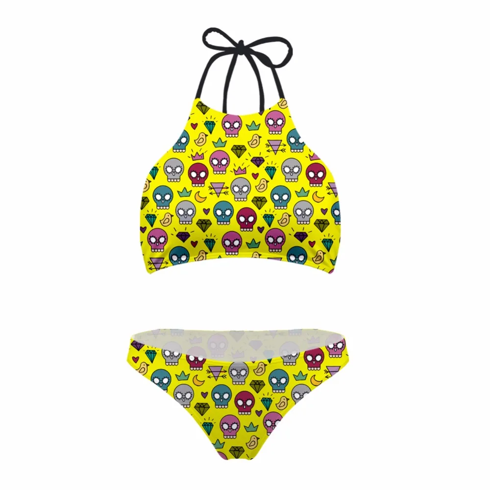

Women Cute Tankini Zonbime Swimsuit High Neck Bikini Halter Push Up Swim Suit Sport Bikini Set Padded Swimwear Female Bathing