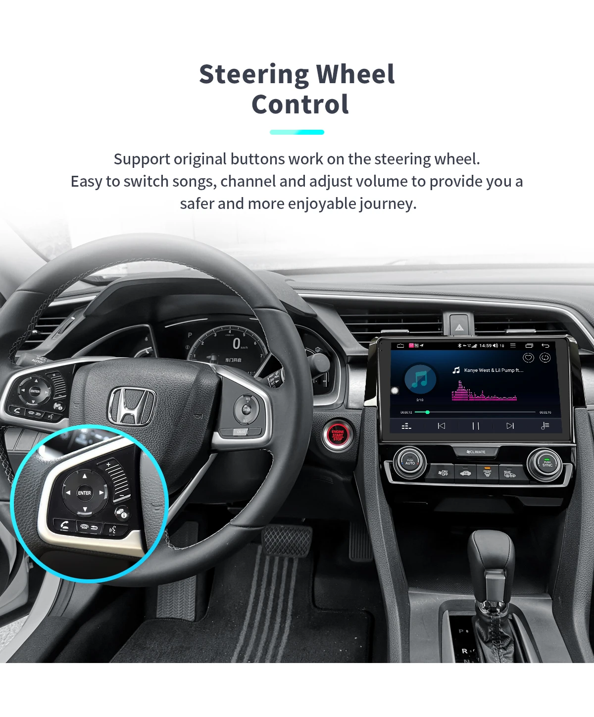 Top DSP 9" Android 8.1 Car Multimedia Radio for Honda Civic 2016-2018 GPS Mirror Link Subwoofer Stereo WiFi 4G SIM DVR OBD DAB AUX 17