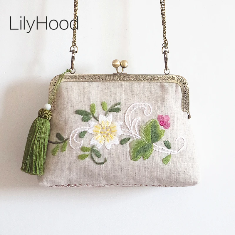 LilyHood льняная Цветочная вышивка Слинг Сумка с бахромой Дамская Vinatge сельская