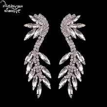 Dvacaman Brand Fashion Leaf Charm Drop Earrings Wedding Bridal Party Crystal Statement Jewelry Luxury Rhinestone Earrings NN90