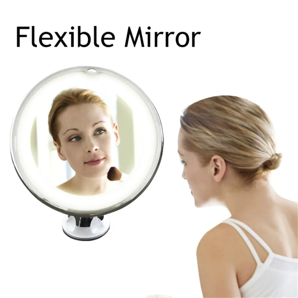

Flexible Mirror Lighted 10X Magnifying Illuminated Makeup Mirror Power Locking Suction Cup Vanity pincel maquiagem jessup A20
