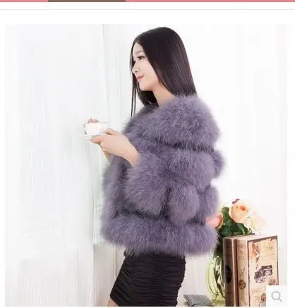 

2017 Winter Super Solid colour real Ostrich Fur Long Sleeves Fur Coat Women's Short Design Outer Fur Cape Ladies Winter Coats