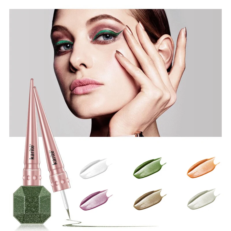 

Eyeliner Glitter Flash Makeup Professional Matte Eye Make Up Easy to Wear Eyeshadow Delineador 6 Colors White Brown Eye Liner