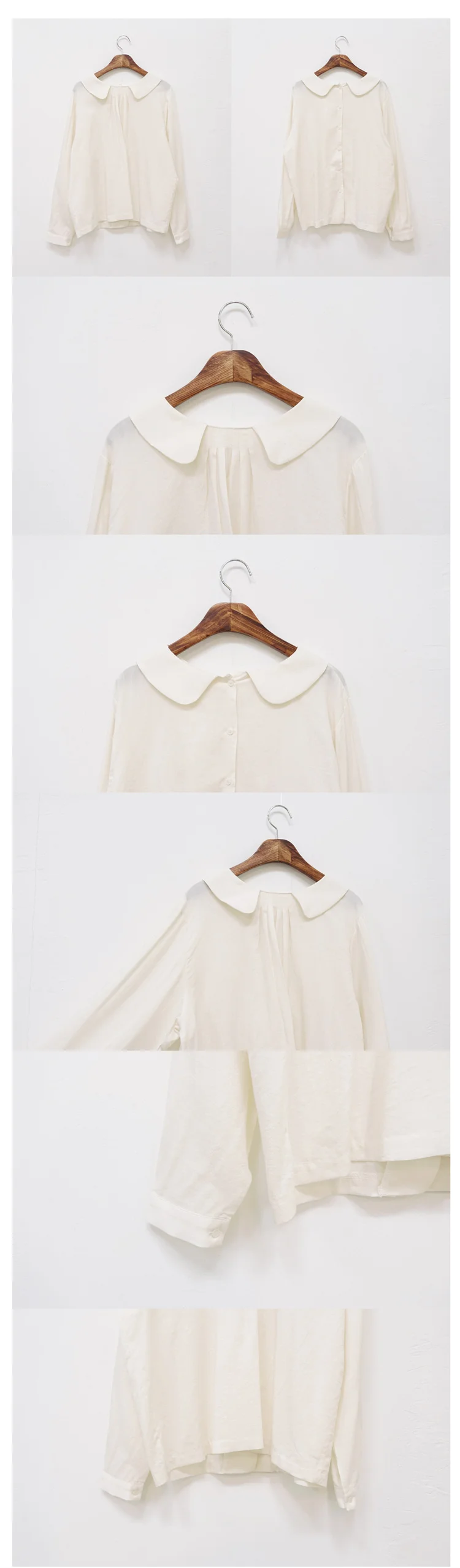 Сплошная шикарная рубашка с воротником в стиле Питера Пэна, белая простая Милая Осенняя женская рубашка для студентов, Женская сорочка