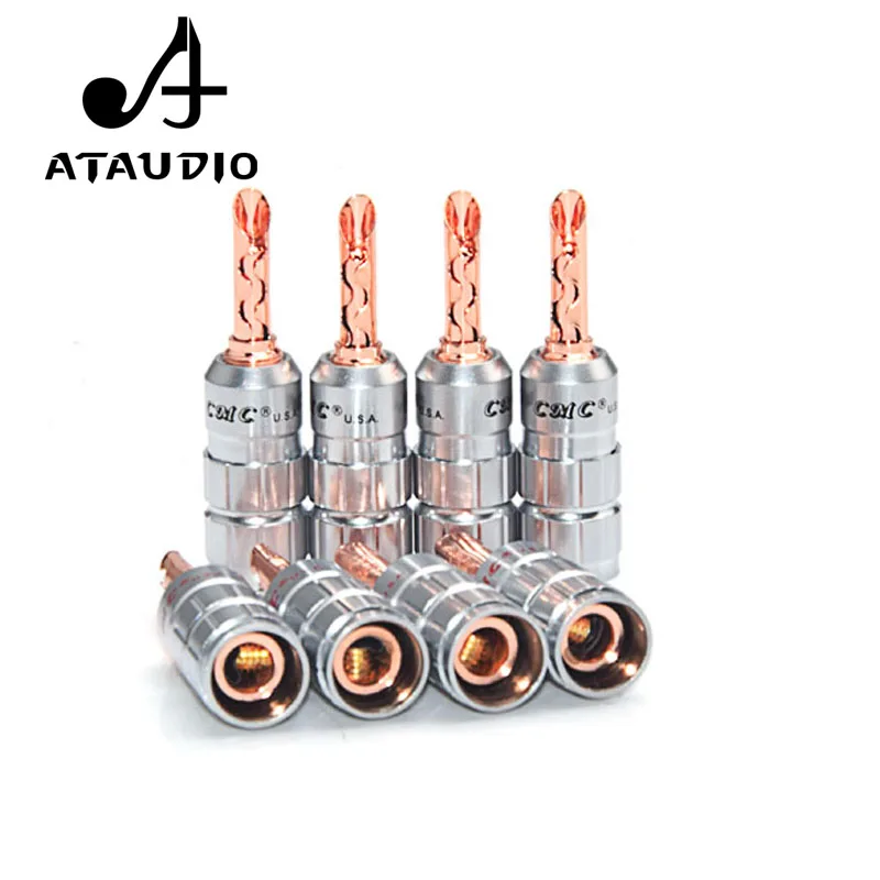8 шт. ATAUDIO Hifi смс Красный медный Банановый штекер Hi end банановый разъем без пайки