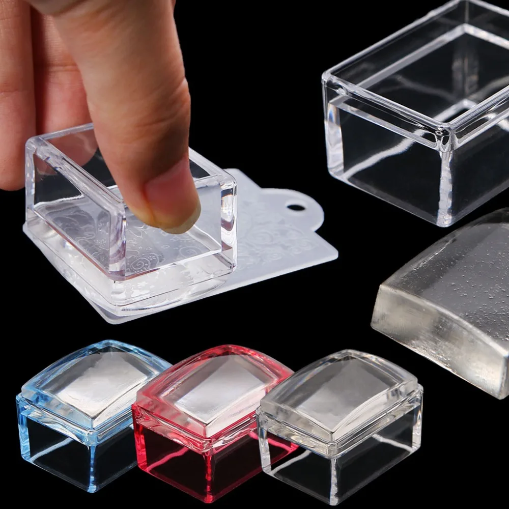 

New Rectangle Silicone Nail Stamper With Scraper Stamping Printing Manicure Tool