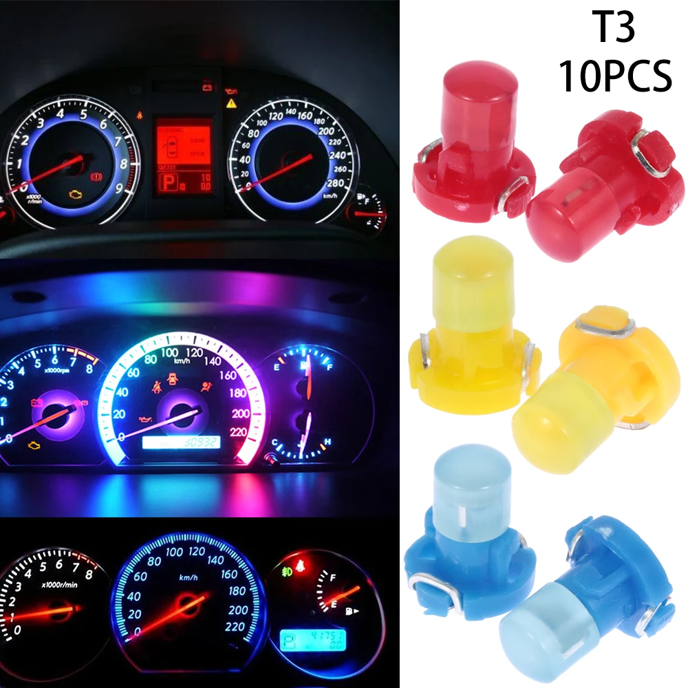 10Pcs 12V T3 Indicator Light Panel Bulb COB Wedge LED Instrument Dashboard Lamp