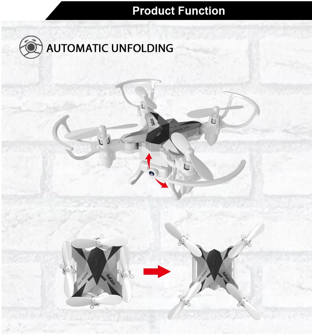 SBEGO 130DW Foldable Mini Drone with High Hold Mode 2.4G 6-axis HD Camera WiFi Phone Control RTF-6