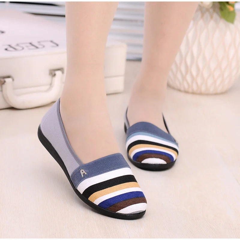 Women Canvas Spring Loafers New Female Casual Flats Ladies Footwear