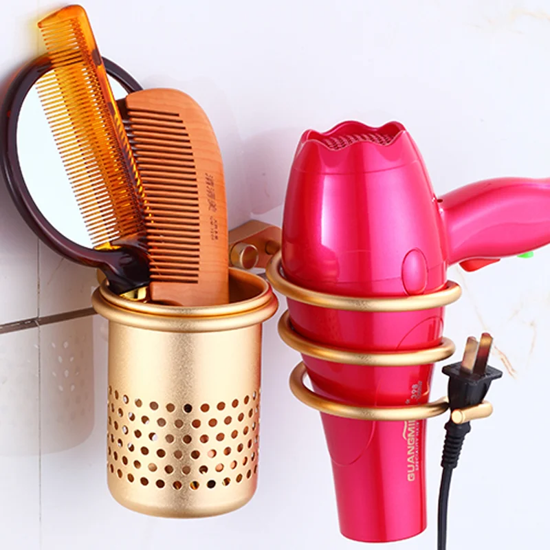 Hair Dryer Holder With Cup Households Rack Hair Blow Dryer Shelf Wall