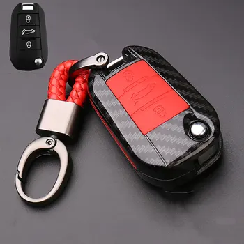 

ABS Silicone Carbon Fiber Car key case shell cover for Citroen C4 CACTUS C5 C3 C6 C8 Picasso Xsara for Peugeot 3008 308 RCZ 508