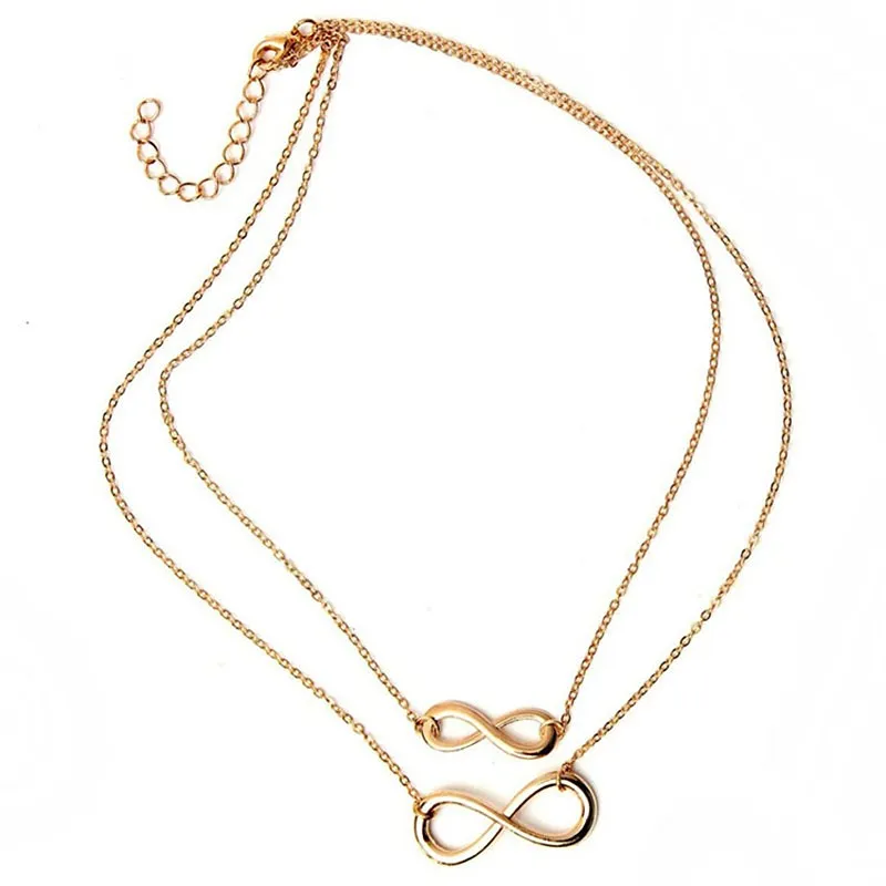 Infinito-Colar-de-Pingente-de-Cadeia-Dupla-Camada-Do-Vintage-J-ias-Acess-rios-Sorte-de