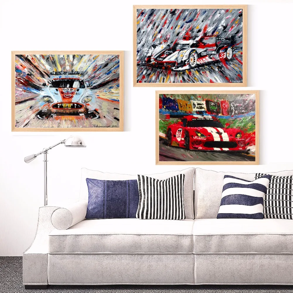 Race Car Abstract Artwork Canvas Art Print Painting Poster Wall