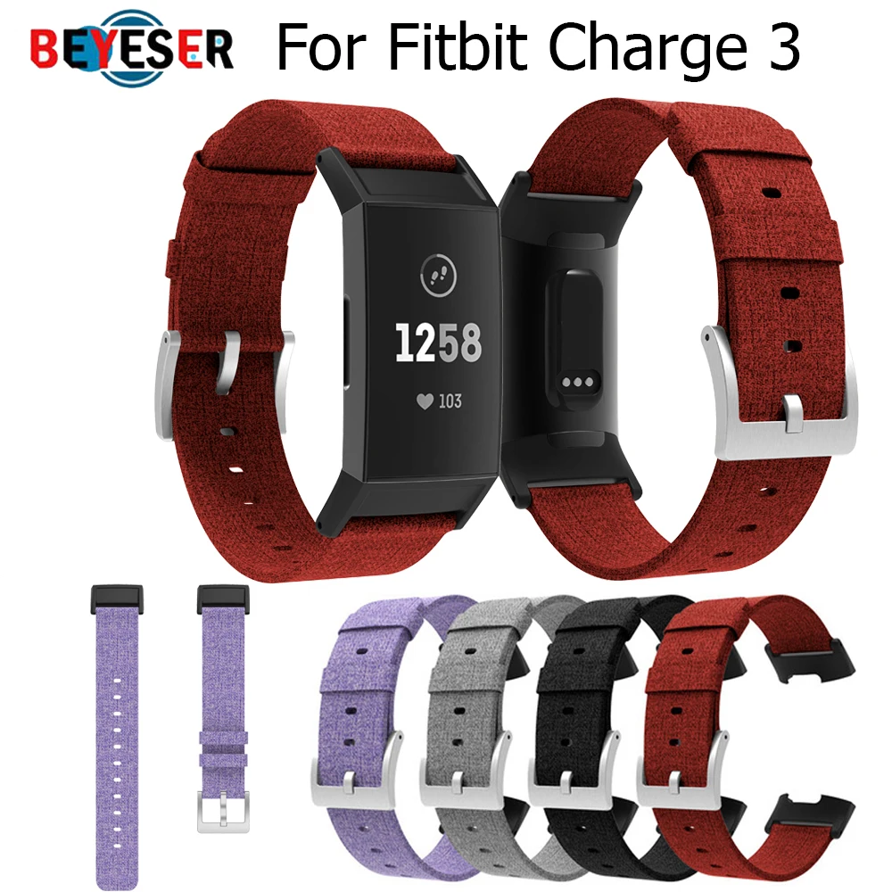 Ремешок для Fitbit Charge 3 Зарядка 4 сменный Браслет часов Холщовый нейлоновый