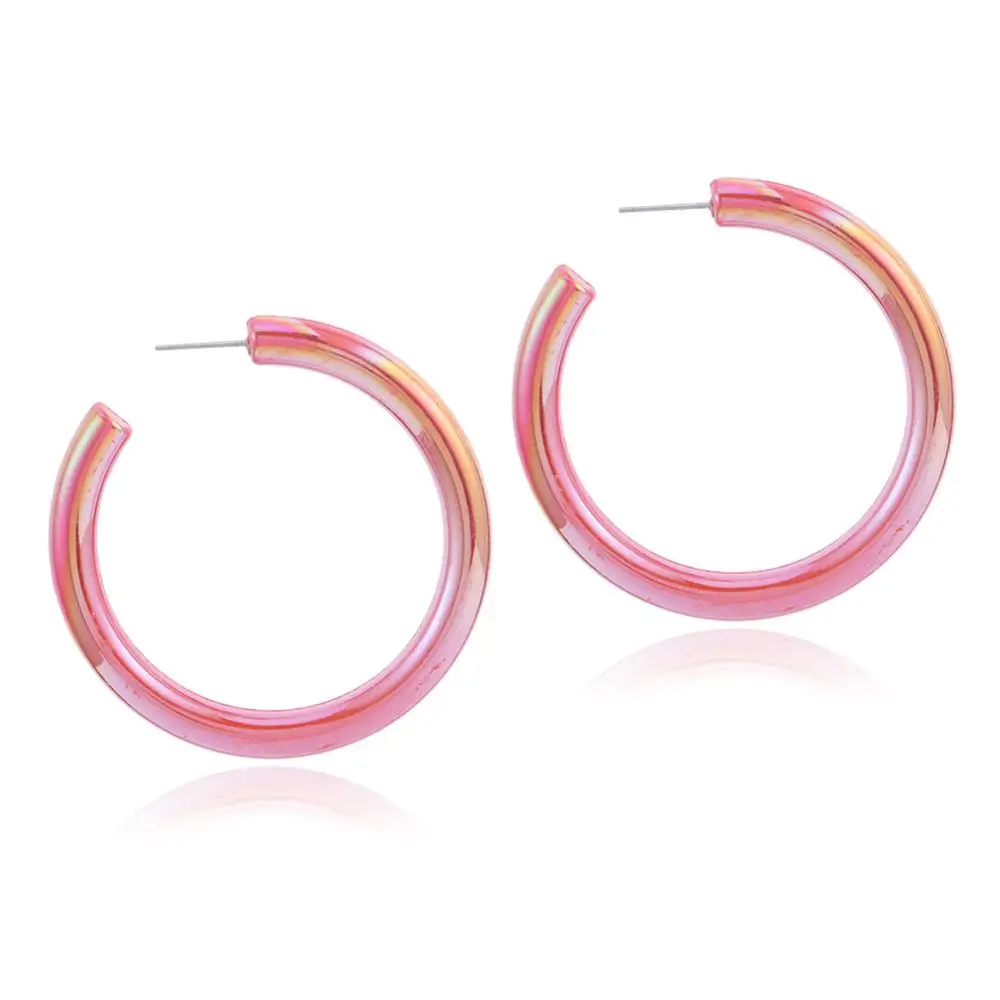 Badu цветные большие серьги-кольца для женщин Новая мода Панк полые круглые пластиковые серьги ювелирные изделия подарок для девочки - Окраска металла: pink 3