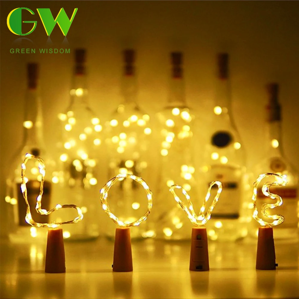 

5pcs LED String Light 20LEDs Cork Shaped Glass Wine Bottle Copper Wire String DIY Christmas Lights For Party Wedding Decoracion