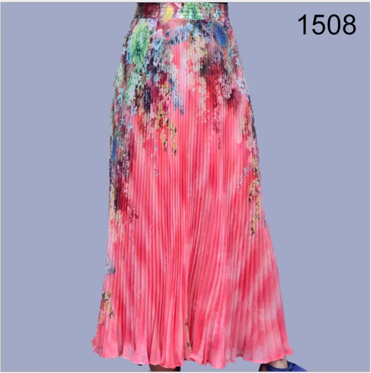 GTGYFF летняя растягивающаяся длинная винтажная женская шифоновая пляжная юбка с высокой талией, Женская Расклешенная трапециевидная юбка с зонтиком, saia saias - Цвет: 1508