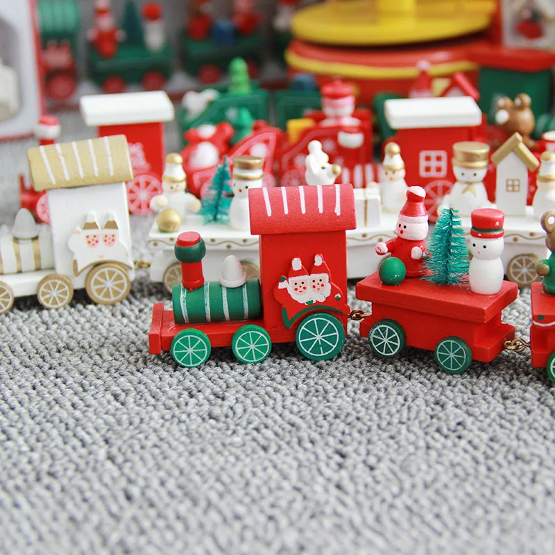 

3 Colours Little Wooden Train Popular Train Festival Decorations Birthday gifts Wooden Model Train for baby children Kids