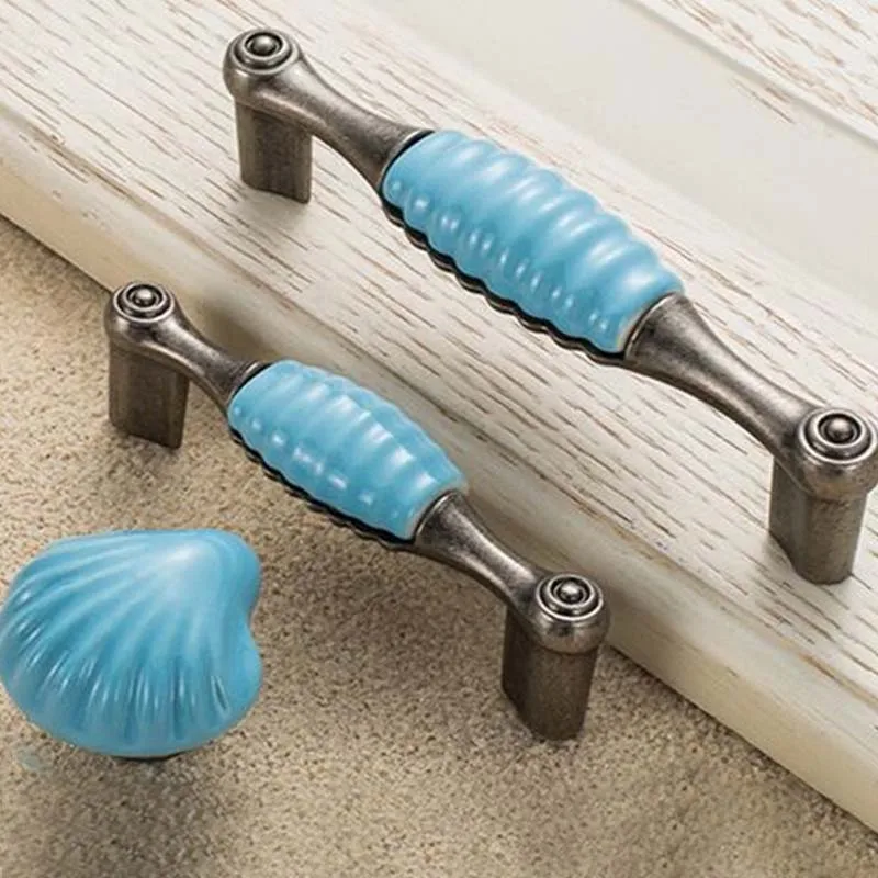 " синий средиземноморском стиле мебельные ручки синий античный ...