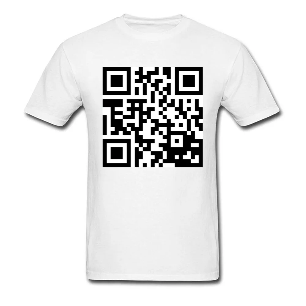 QR Code Top T-shirts Casual Short Sleeve Fashionable Crewneck 100% Cotton Tops Shirt Street Clothing Shirt for Boys Summer Fall QR Code white