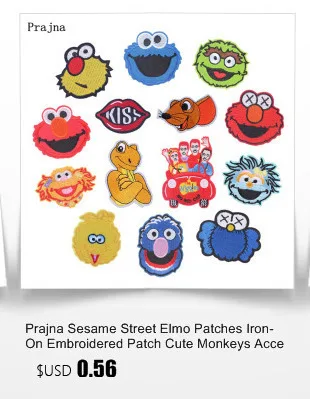 Prajna Sesame Street Elmo Patches Iron-On Embroidered Patch Cute Monkeys Accessories For Clothing DIY Stickers On Kids T-shirt