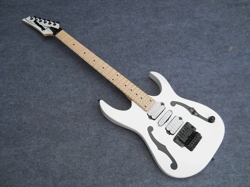 Пользовательская белая электрическая гитара PGM Кленовая подставка HSH Pickups черная