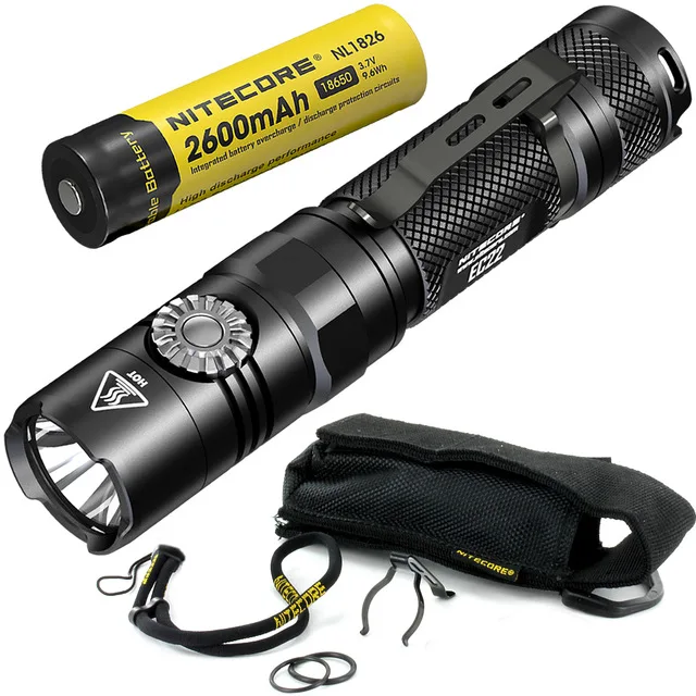 2600mAh NL1826 NITECORE EC22 с 18650 перезаряжаемой батареей бесступенчатая яркость светодиодный фонарик водонепроницаемый Открытый походный фонарь для пеших прогулок - Испускаемый цвет: 2600mAh NL1826