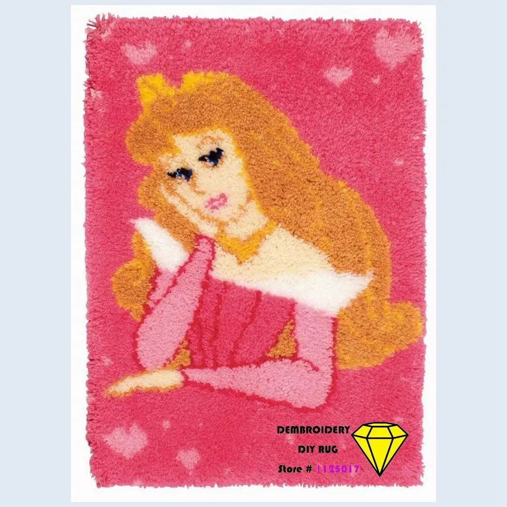 

embroidery DIY carpet DIY Needlework Kit Unfinished Crocheting Yarn Mat Latch Hook Rug Kit Floor Mat Missing princess Carpet Set