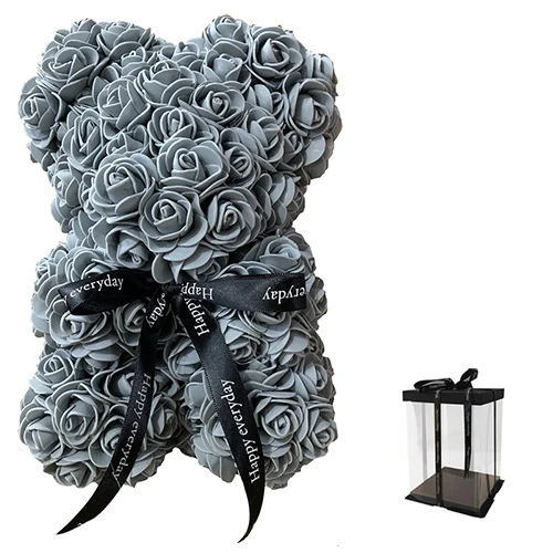25cm with box Искусственные цветы 25 см с изображением медведя из мультфильма, искусственные цветы из ПЭ розы, рождественские подарки для женщин, подарок на день Святого Валентина, подарок на праздник - Цвет: 25cm with box