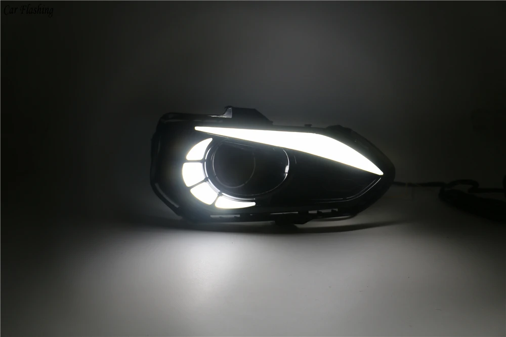 Автомобильный Flashin 2 шт для Honda Jazz Fit светодиодный дневные ходовые огни DRL Противотуманные фары крышка с желтыми поворотными сигналами
