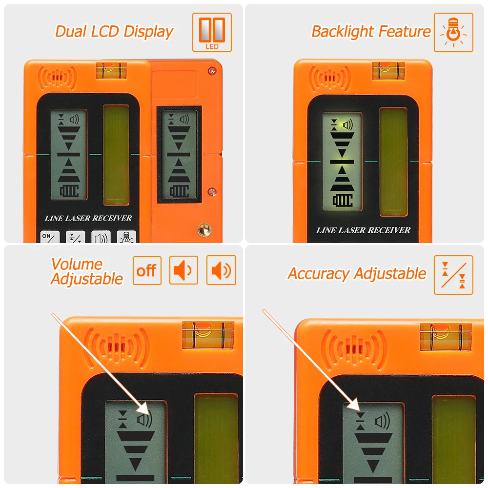 Kaufen Huepar Digital LCD Laser Empfänger Outdoor Modus Laser Detektor Verfügbar Für Pulsierende Grün Rot Strahl Kreuz Linie Laser Ebene Clamp