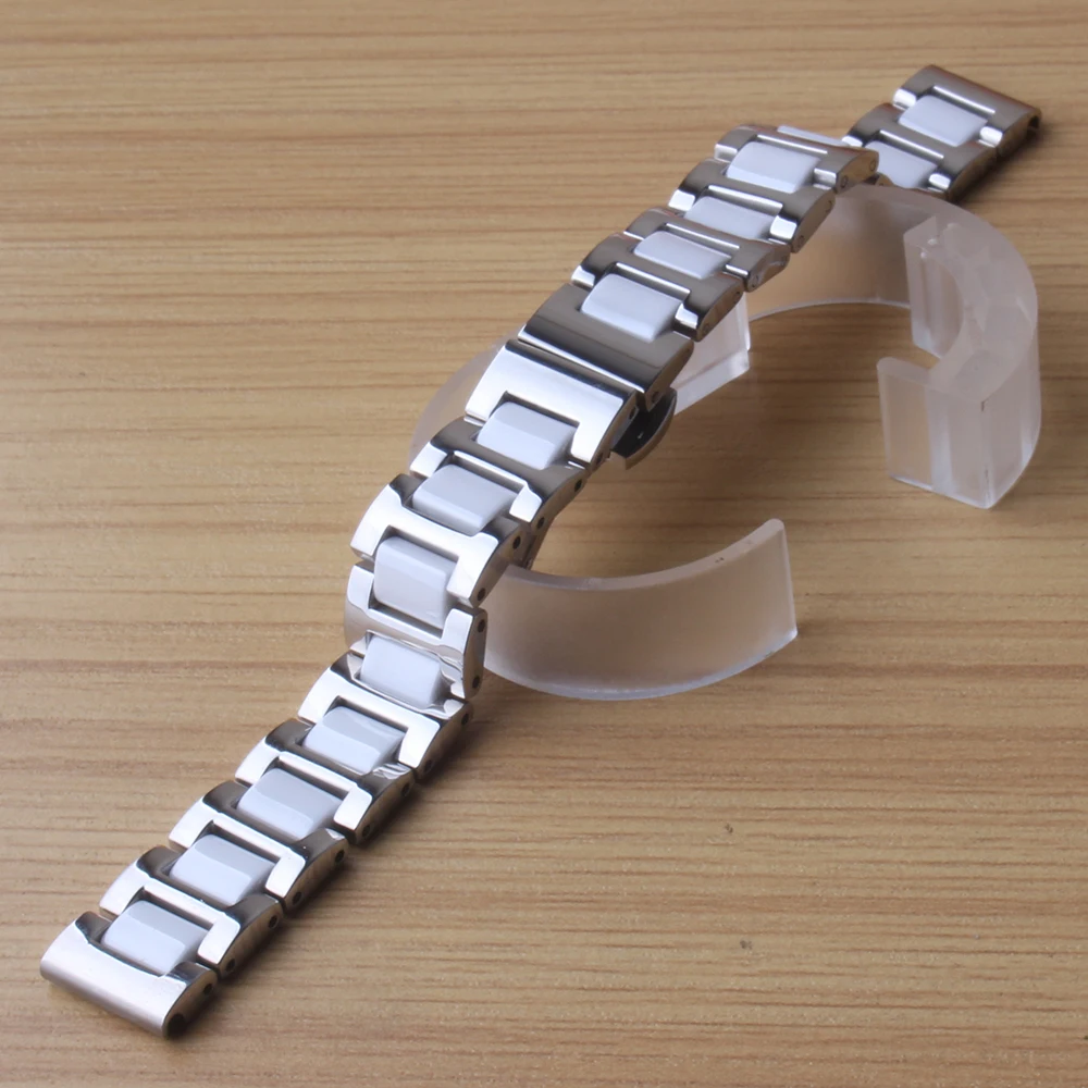 Ceramic and metal Watchband for wristWatch Band bracelet Polished