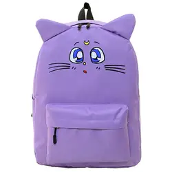 Для женщин рюкзак для школы для девочек-подростков милые Искусственная кожа рюкзак печати холст рюкзаки прекрасный кот рюкзак для