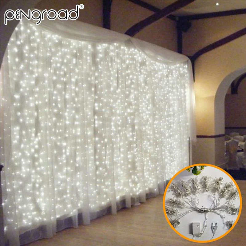 

3*2M 240Leds Garlands Icicle LED String Net Lights Curtains Drop Fairy Strip Lights Party Garden Wedding Decorative Lights PD069